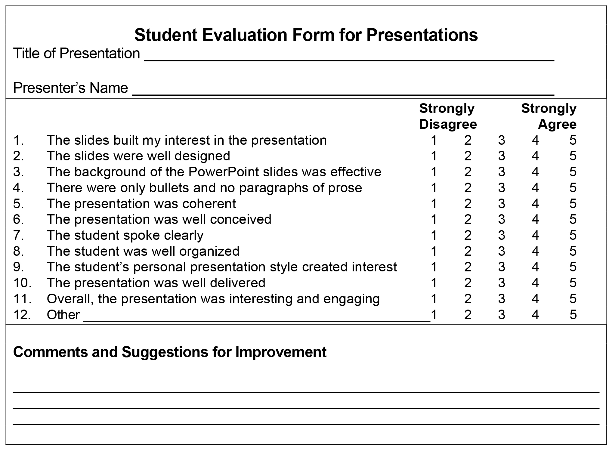 evaluation form